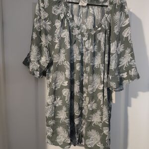 Floral Print Green Blouse